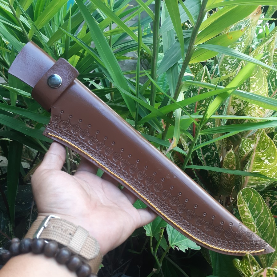 sarung pisau kulit sapi asli 10 inchi pisau straight import tramontina murah
