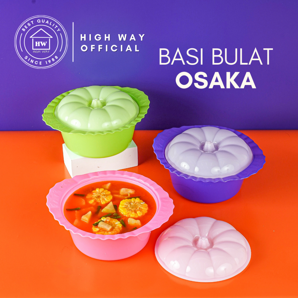 HIGH WAY - Basi Bulat Osaka Wadah Saji Prasmanan Set Besar Mangkok Sayur Tutup Tempat Lauk Aesthetic