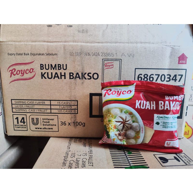 

ROYCO BUMBU KUAH BAKSO 100 GRAM PER DUS ISI 36 PCS