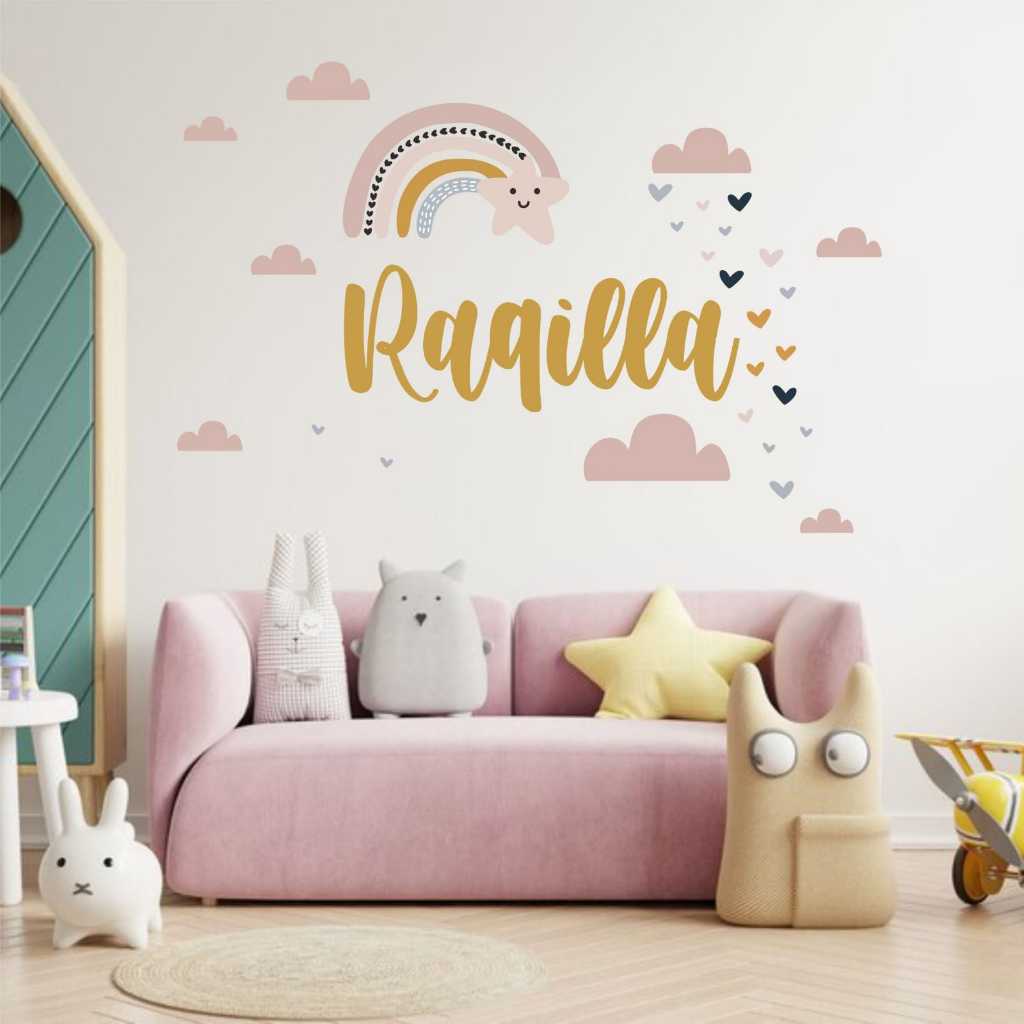Stiker Dinding Wallsticker Custom Nama Anak Raqilla