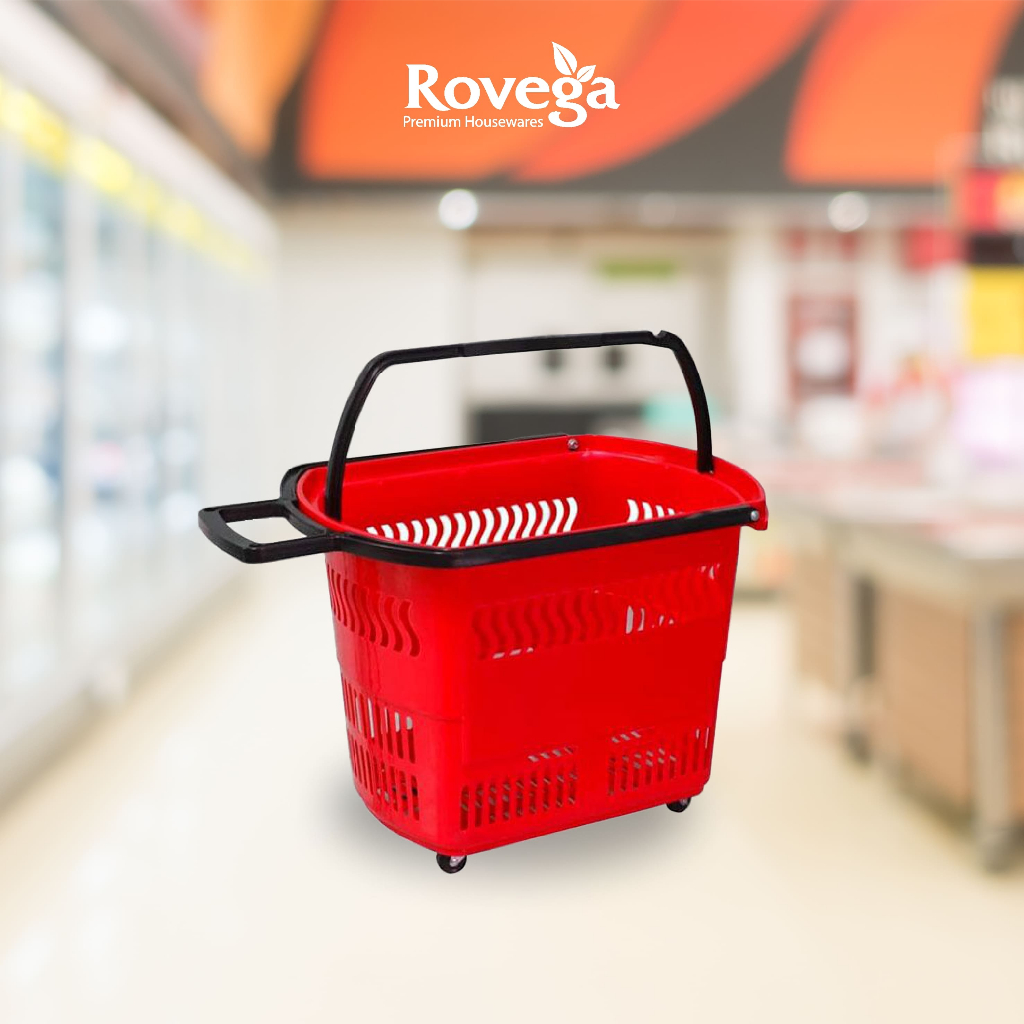 Rovega Keranjang Belanja Troli Premium / Trolley Basket BAS01 (MERAH)