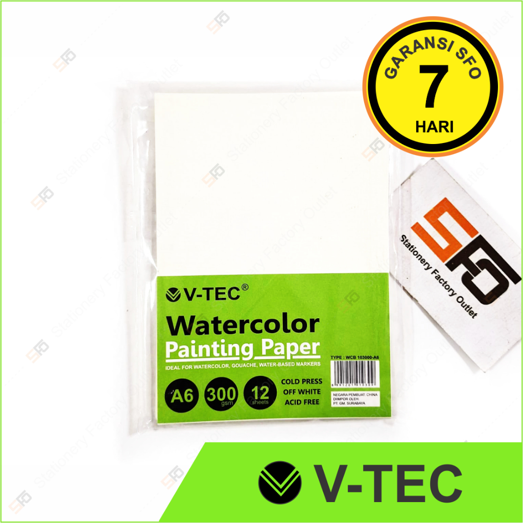 

Kertas Gambar Cat Air A6 V-Tec 300gsm - Watercolor Painting Paper WCB