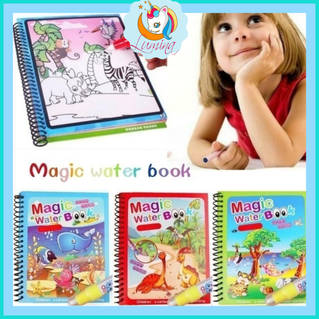 

Magic Book Water Coloring Buku Mewarnai Doodle Book Reuseable Pena Air