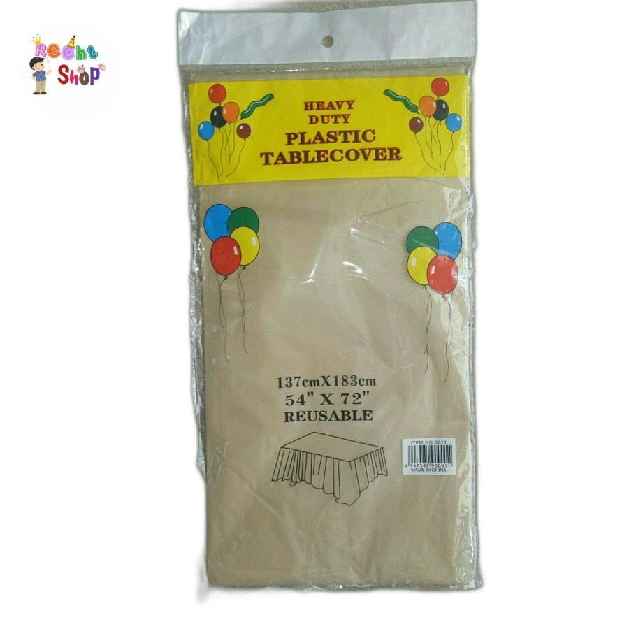 taplak meja plastik table cover plastik ulang tahun polos warna coklat / gold