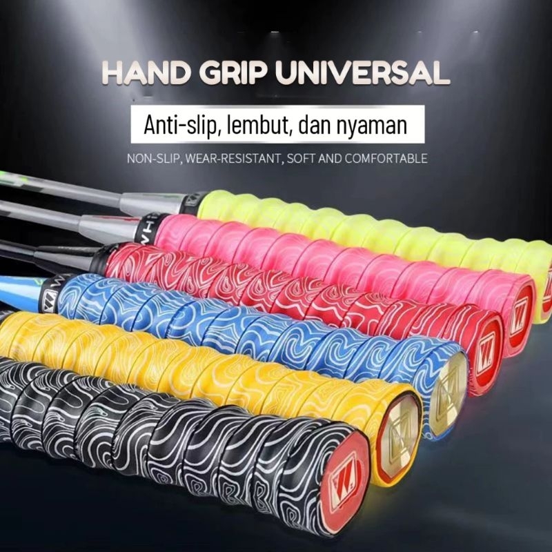 GRIP RAKET BADMINTON TENNIS JORAN PANCING KARET MOTIF CORAK ANTI SLIP-GRIP TULANG