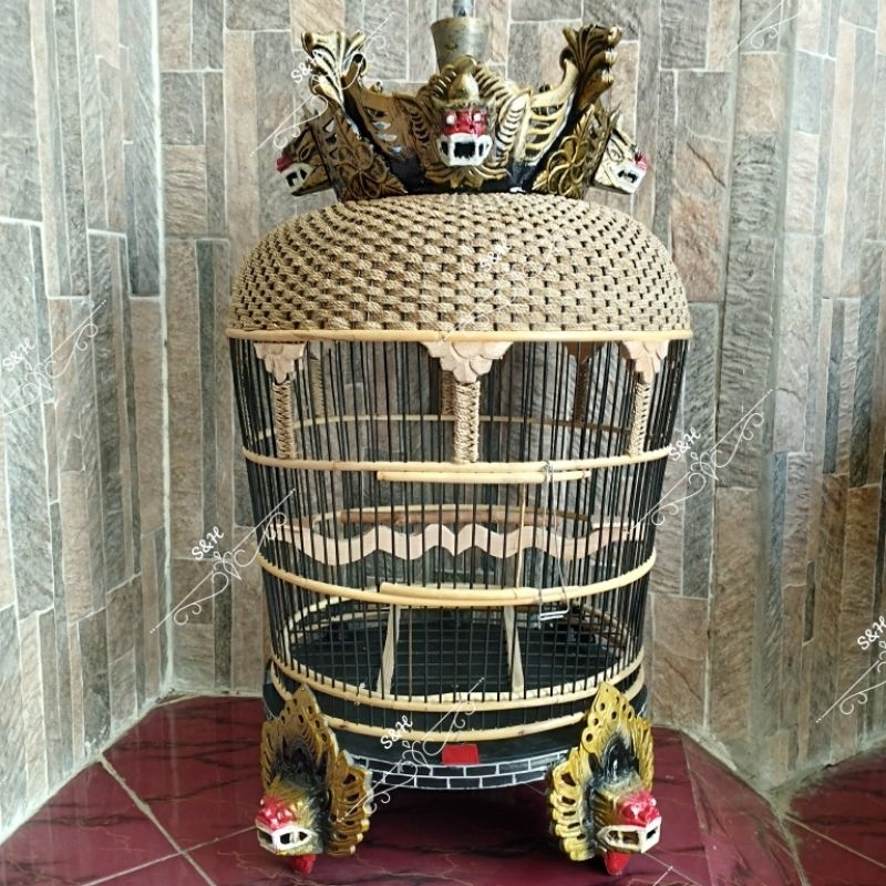 (LUAR KOTA) Sangkar Perkutut Rajut Fiber Mahkota Barong Fiber