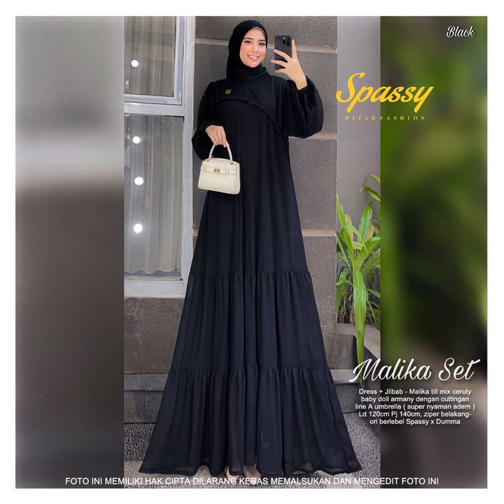 ( INCLUDE JILBAB ) MALIKA SET ORIGINAL BY SPASSY HIJAB ORI GAMIS FASHION ORI TERBARU 2023 MUSLIM WANITA CERUTY BABYDOLL KONDANGAN DUMMA OFFICIAL ID