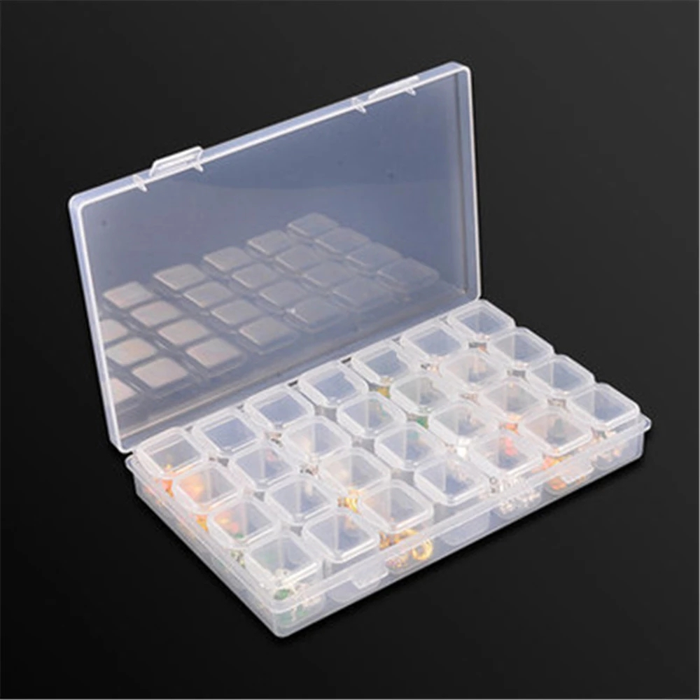 

28 grid removable diamond painting accessories storage box, transparent PP plastic box, diamond painting tools
