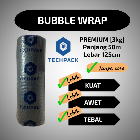 

Plastik Bubble Wrap Roll 125 cm x 50 m Hitam Premium Tebal 125cm x 50m TECHPACK Bable Bubblewrap Buble