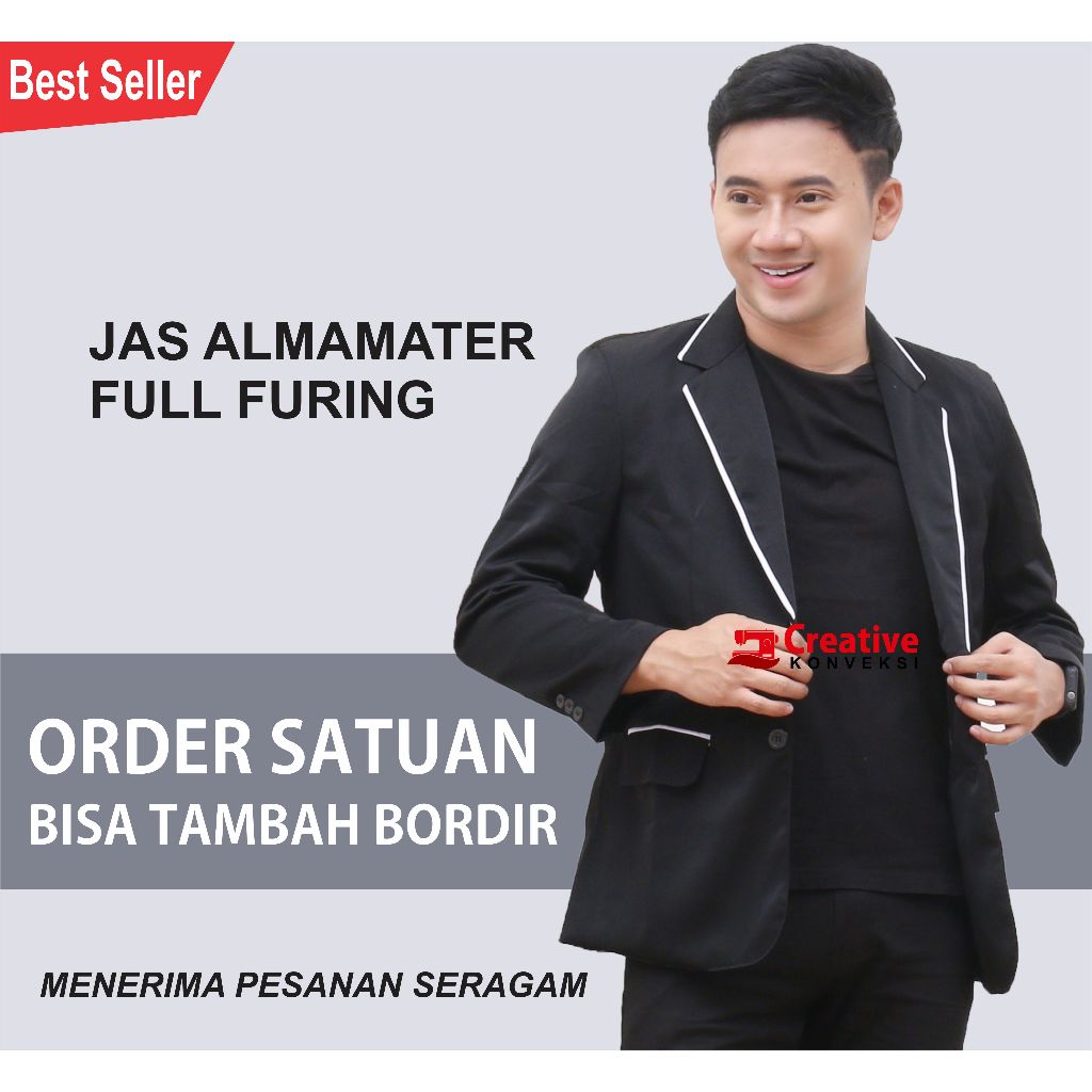 Jas almamter HITAM LIS PUTIH II almamater polos II almamater list putih II almamater murah II almama