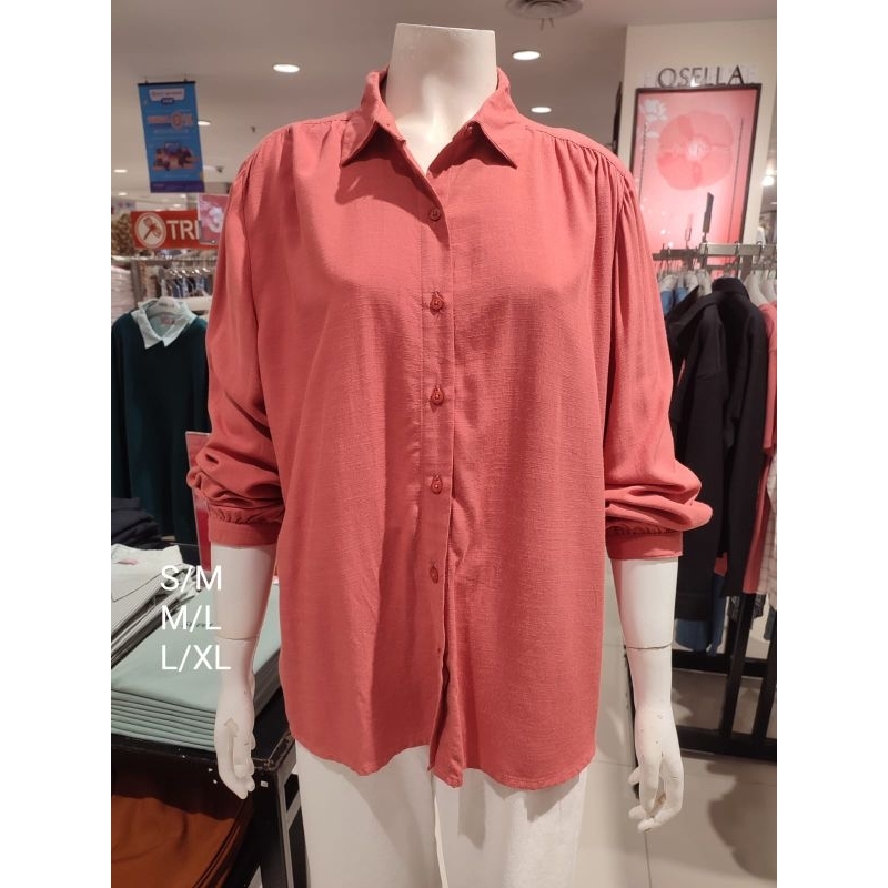 Osella Baju Kemeja Wanita dewasa Motif Polos Casual Original