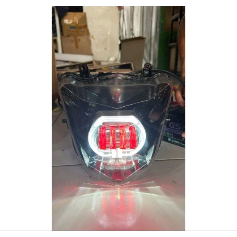 REFLEKTOR LAMPU DEPAN BEAT ESP STREET 2016 - 2019 CUSTOM PROJIE 4 LENSA TERANG