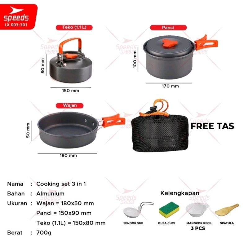 Nasting speeds DS 301 / cookingset speeds