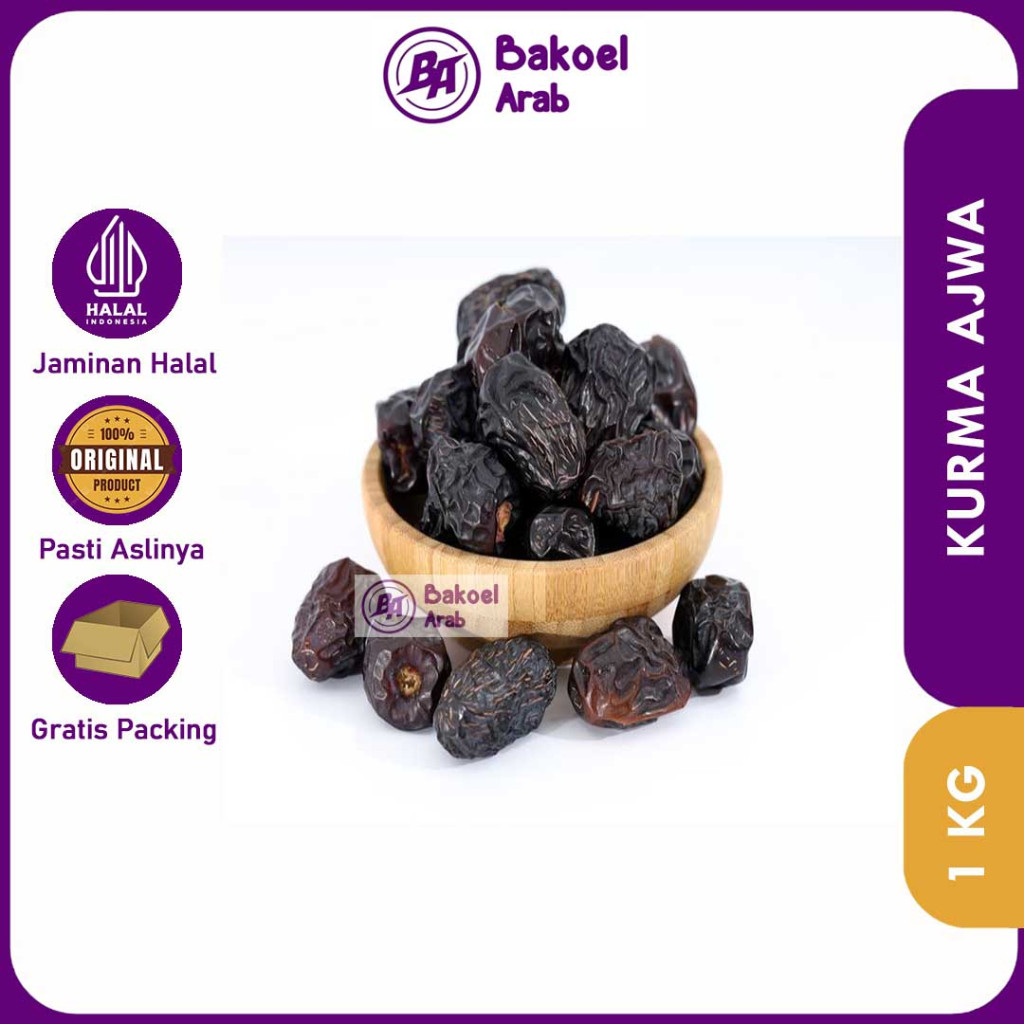 

KURMA AJWA Nabi Premium 1KG Asli Madinah Untuk Promil Ibu MPASI Menyusui Berkhasiat Kebal Racun Oleh Haji Umroh