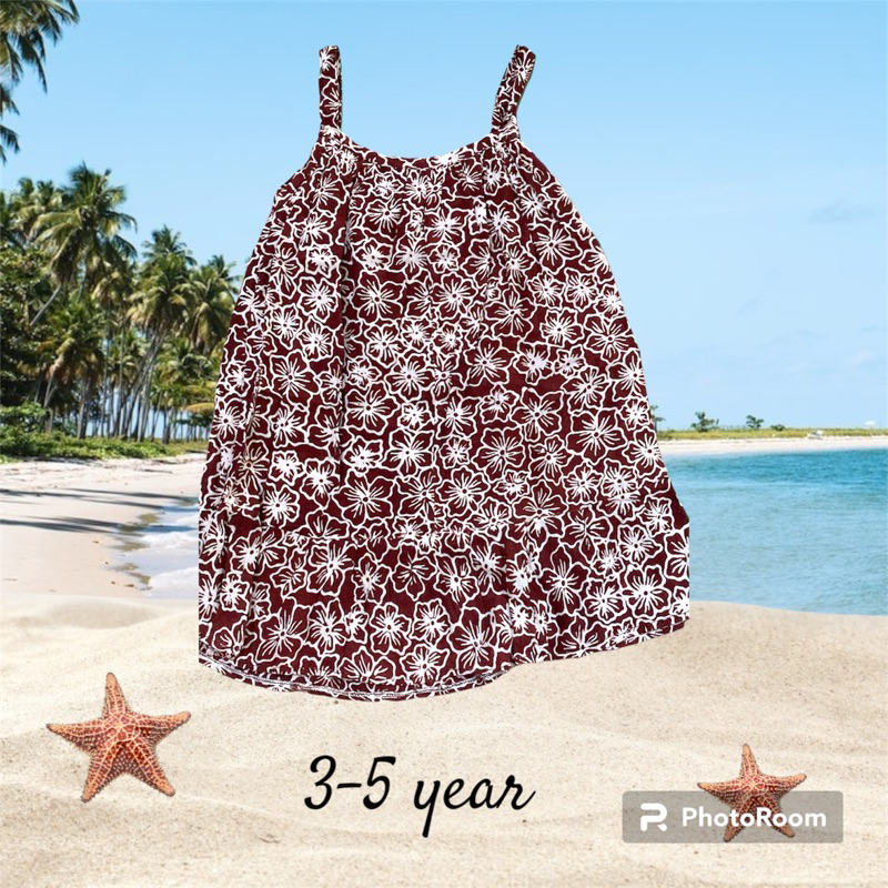 dress batik anak bahan rayon adem 3 4 5 tahun 3-5 year tanktop blouse baju pantai anak perempuan gir