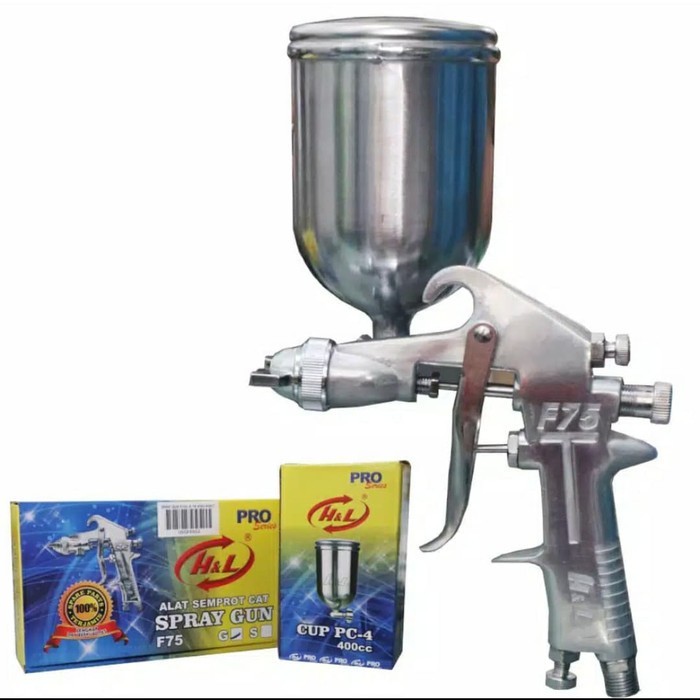 HL F75G Mesin Spray Gun Spraygun H&L F75G F75 ( Tabung Atas ) 400cc