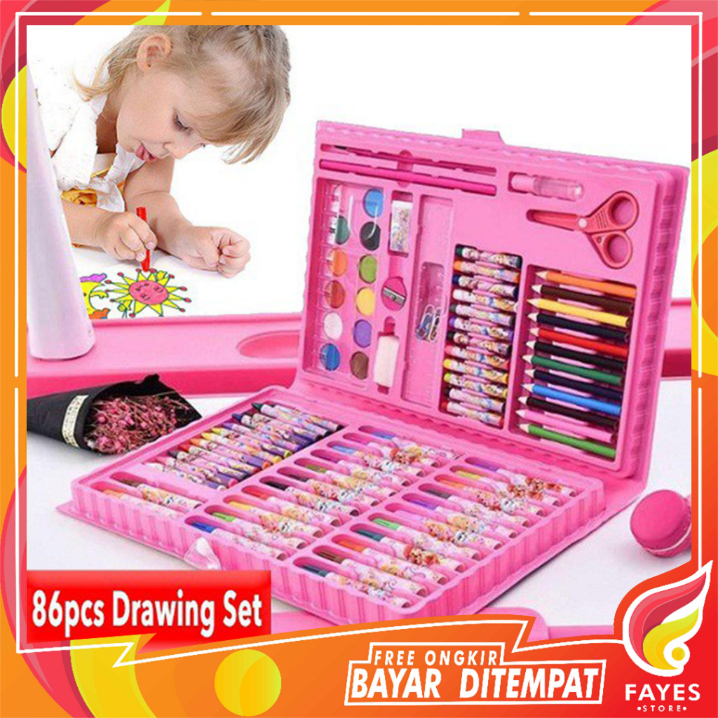 

FAYES COD Crayon Warna Anak Set 86 Pcs / Krayon Mewarnai Anak 86 Pcs STY03