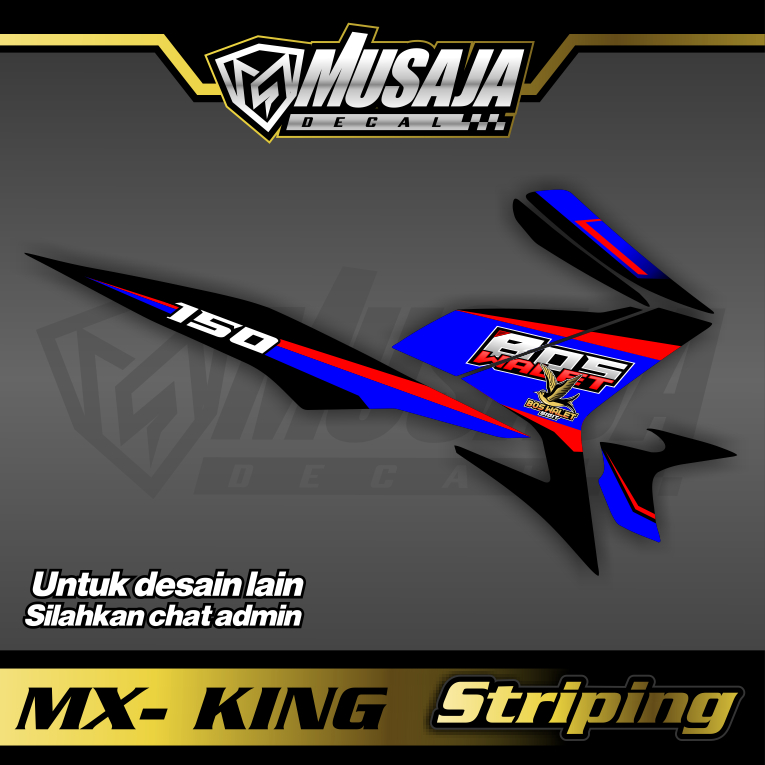 Striping mx king hitam biru merah burung walet - dekal transparan uv mx king