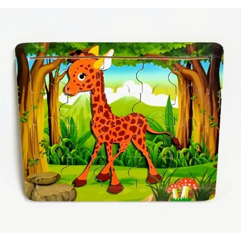 Puzzle Jigzaw Hewan Jerapah Mainan Edukasi