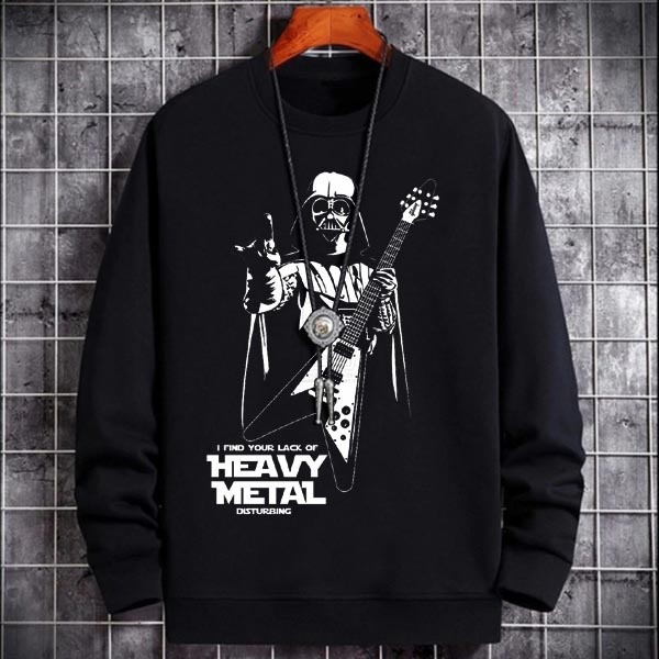 Crewneck Darth Vader Heavy Metal Star Wars Sweater Bahan Cotton Fleece