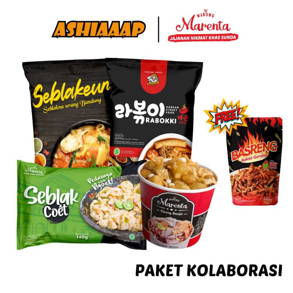 

Paket Kolaborasi Ashiaaap Joyjan X Marenta Seblak Coet Cireng Rabokki