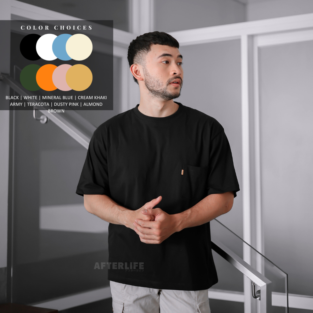 Pocket Basic Tshirt Oversize | Kaos Polos Pocket Katun 24s - AFTERLIFE