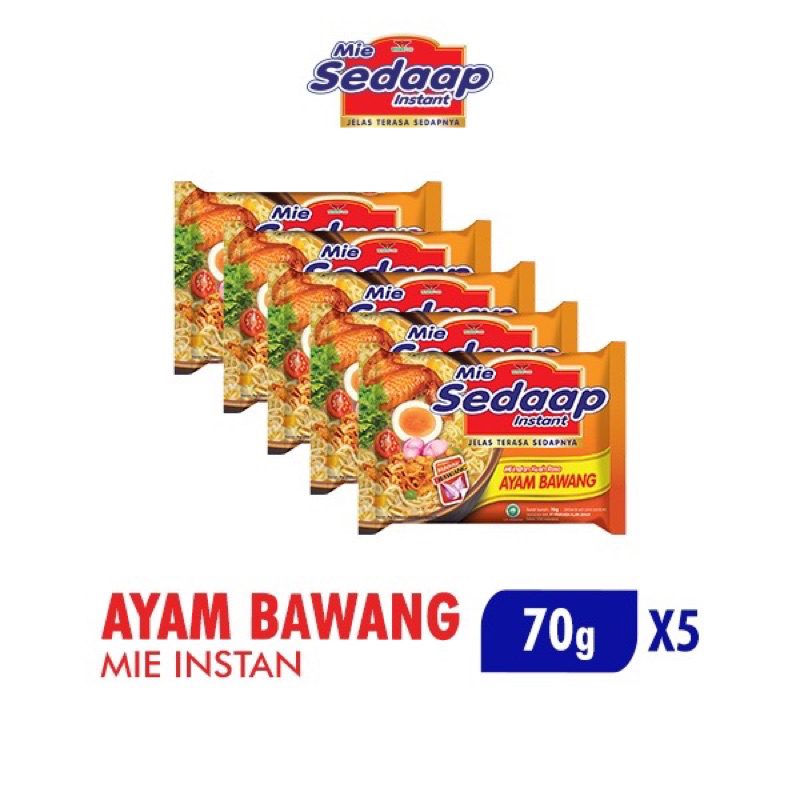 

Mie Sedaap Ayam Bawang 70g (1Paket isi 5 biji)