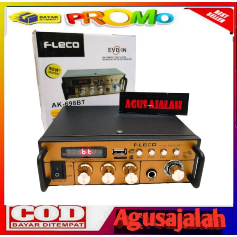 Amplifier FLECO AK-698BT 600watt ( Bluetooth) Stereo Karaoke + Mp3 player + FM Radio ( Bluetooth / U