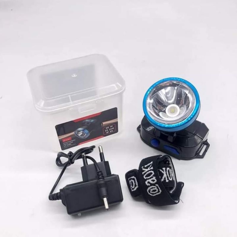 Senter Kepala Led 20 Watt Baterai Lithium Tahan Lama Senter Kepala AOKI Buka Baterai Led 20 Watt Cah
