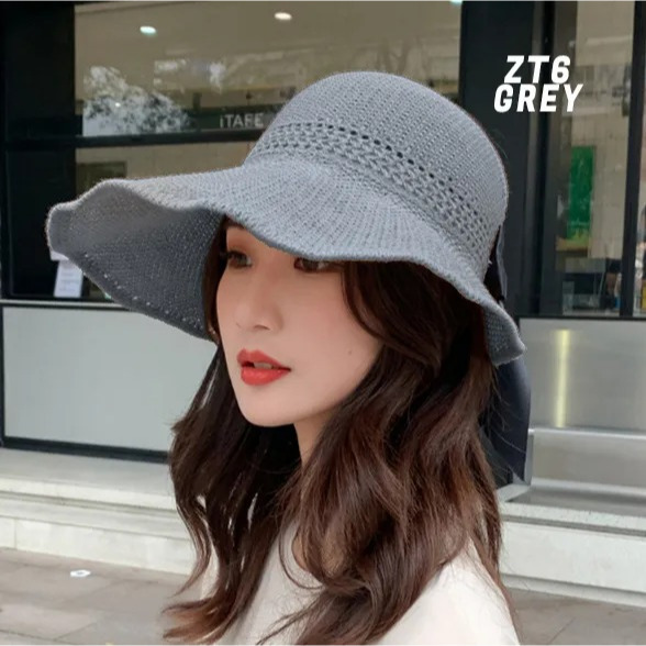 Topi Wanita Pantai Pita, Topi Pantai Petrol Lipat Topi Outdoor Sepeda Topi Pantai Gulung