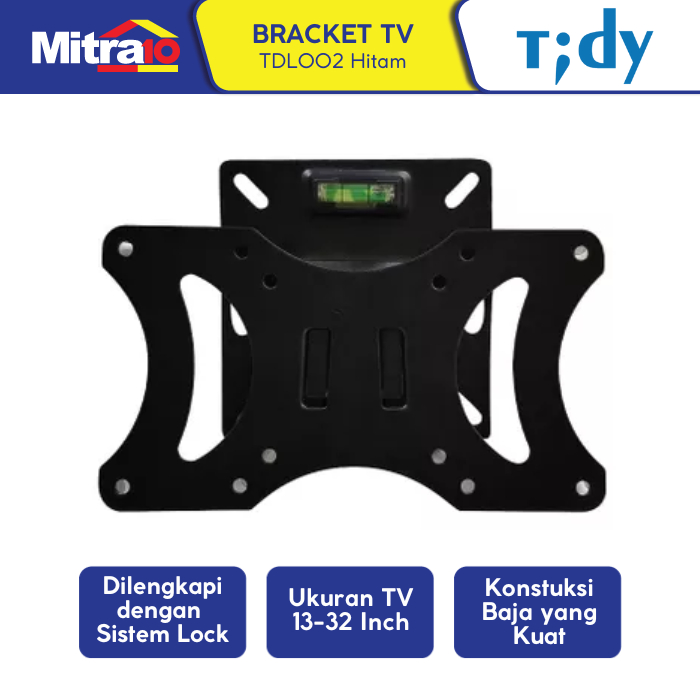 Bracket TV Dinding 13-32 Inch Hitam - Untuk TV Kecil & Monitor - Tidy