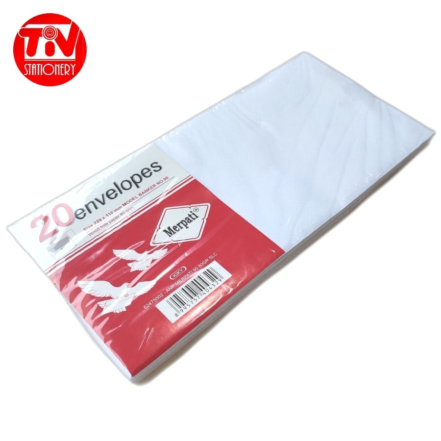 

Amplop Putih Panjang Merpati 90 PPS Silicone (Peel and Seal) 20 pcs