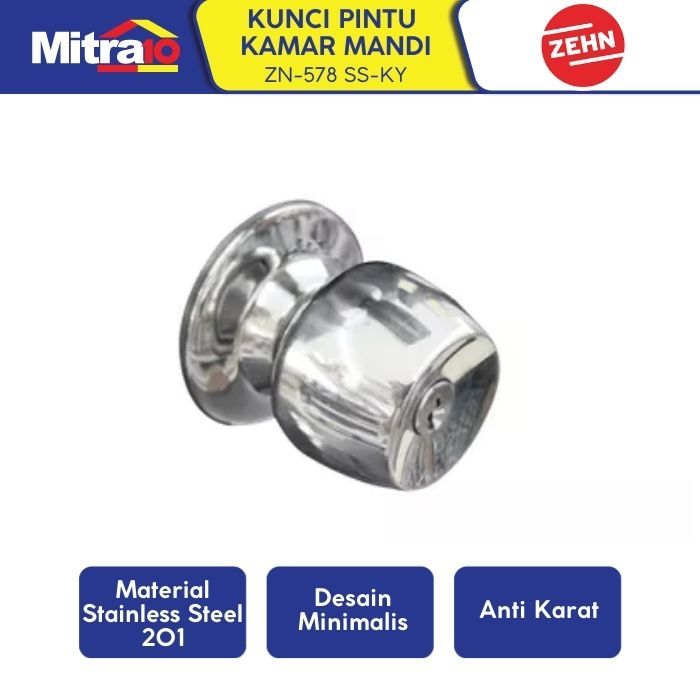 Kunci Pintu Kamar Mandi Stainless - Anti Karat, Awet- Zehn