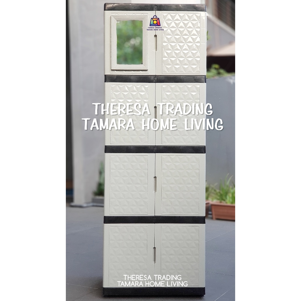 LEMARI PLASTIK SERBA GUNA DIAMOND KACA CERMIN 4 SUSUN 4