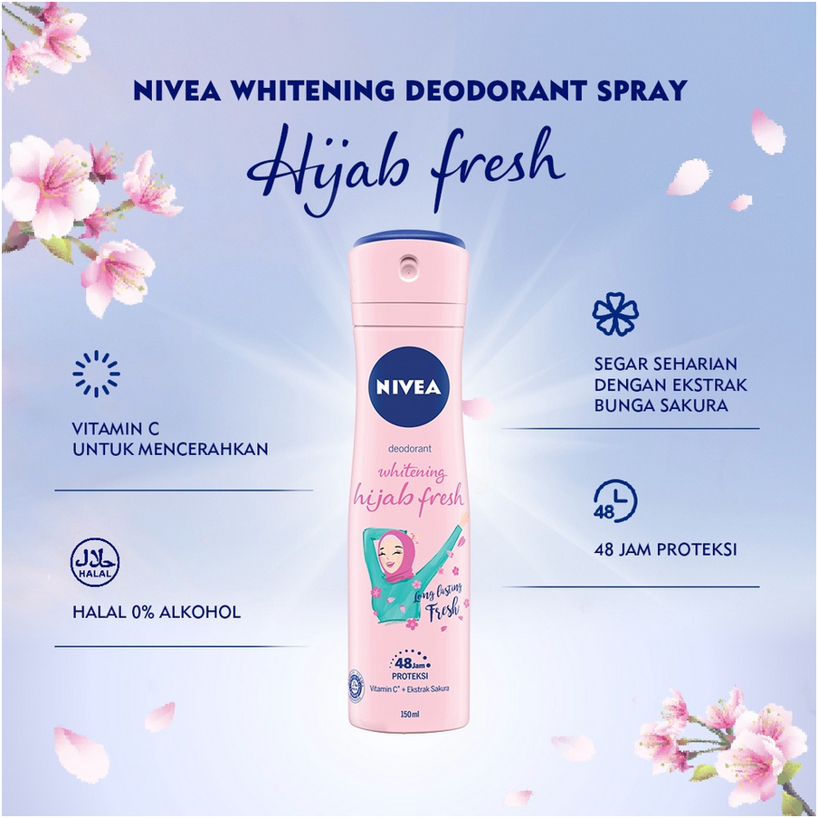 NIVEA Extra Brightening // Brightening Hijab Fresh // Happy Shave Deodorant Spray (150ml)