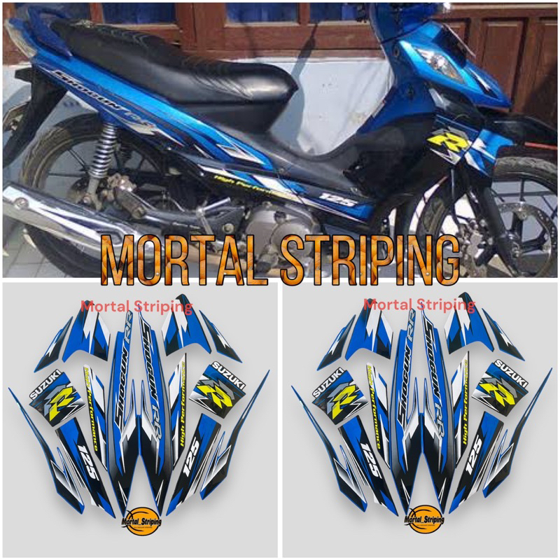 STIKER STRIPING LIS BODY SHOGUN RR 125 TAHUN 2007 2008 BIRU HITAM