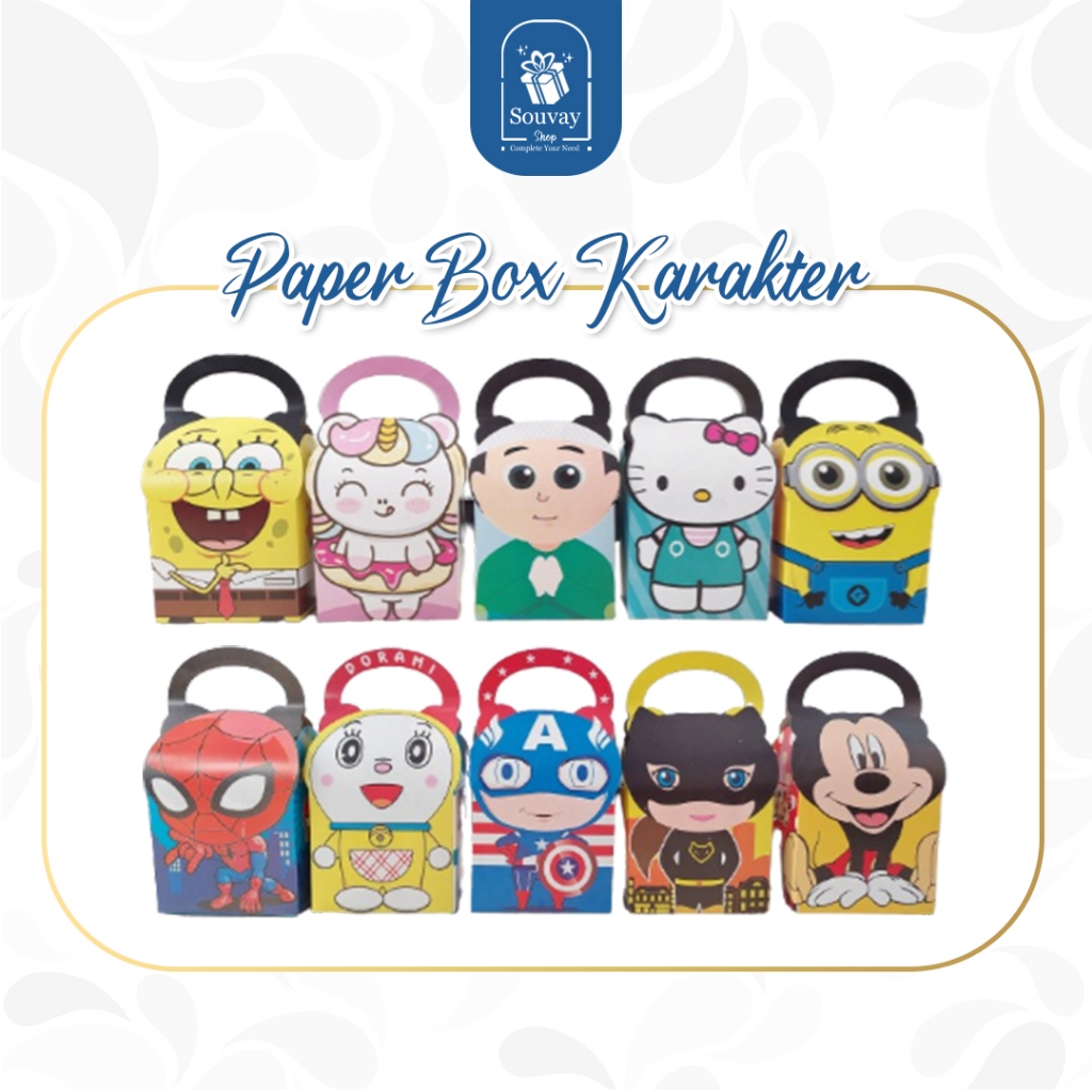

1PCS - PAPERBOX KARAKTER - Snack Box Ulang Tahun Anak Kotak Snack Ulang Tahun Paperbag Souvenir Ulang Tahun Anak Box Karakter Perlengkapan Pesta Murah Meriah