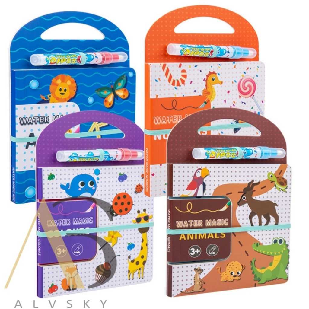 

BUKU AKTIVITAS MEWARNAI DENGAN AIR / MAGIC WATERBOOK PEN / BOOK WATER / BUKU MEWARNAI AJAIB