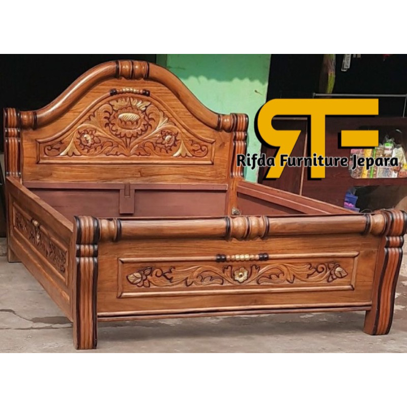 Divan Tempat Tidur Jati Ukir Gading / Dipan minimalis jati ukir jepara