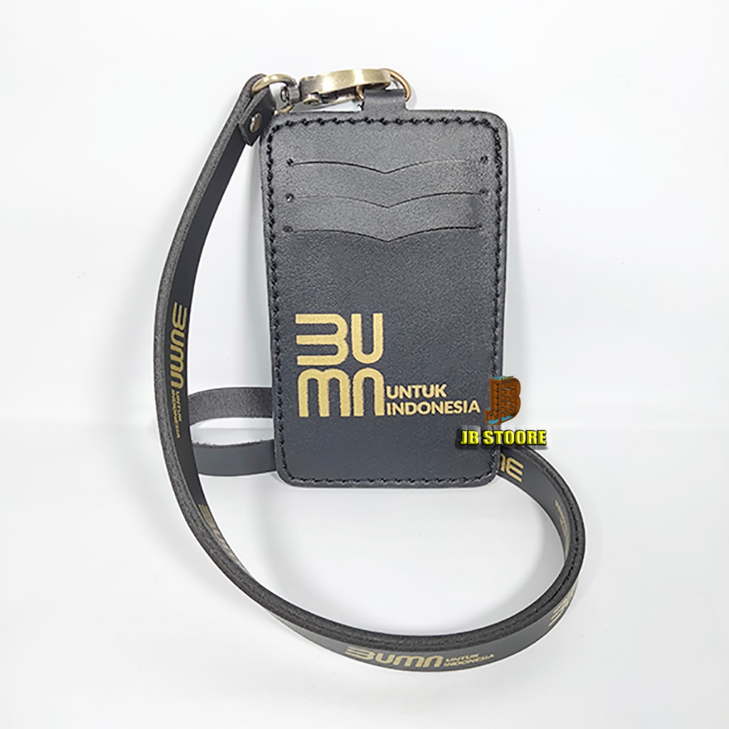 

RB Tempat Id Card BUMN 3K Kulit / Id Card Holder BUMN Indonesia Gantung / Name Tag BUMN Tali Kulit