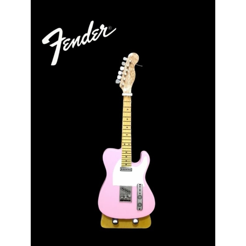 MINIATUR GITAR FENDER TELECASTER WARNA SOFT PINK 1:12 (11cm)
