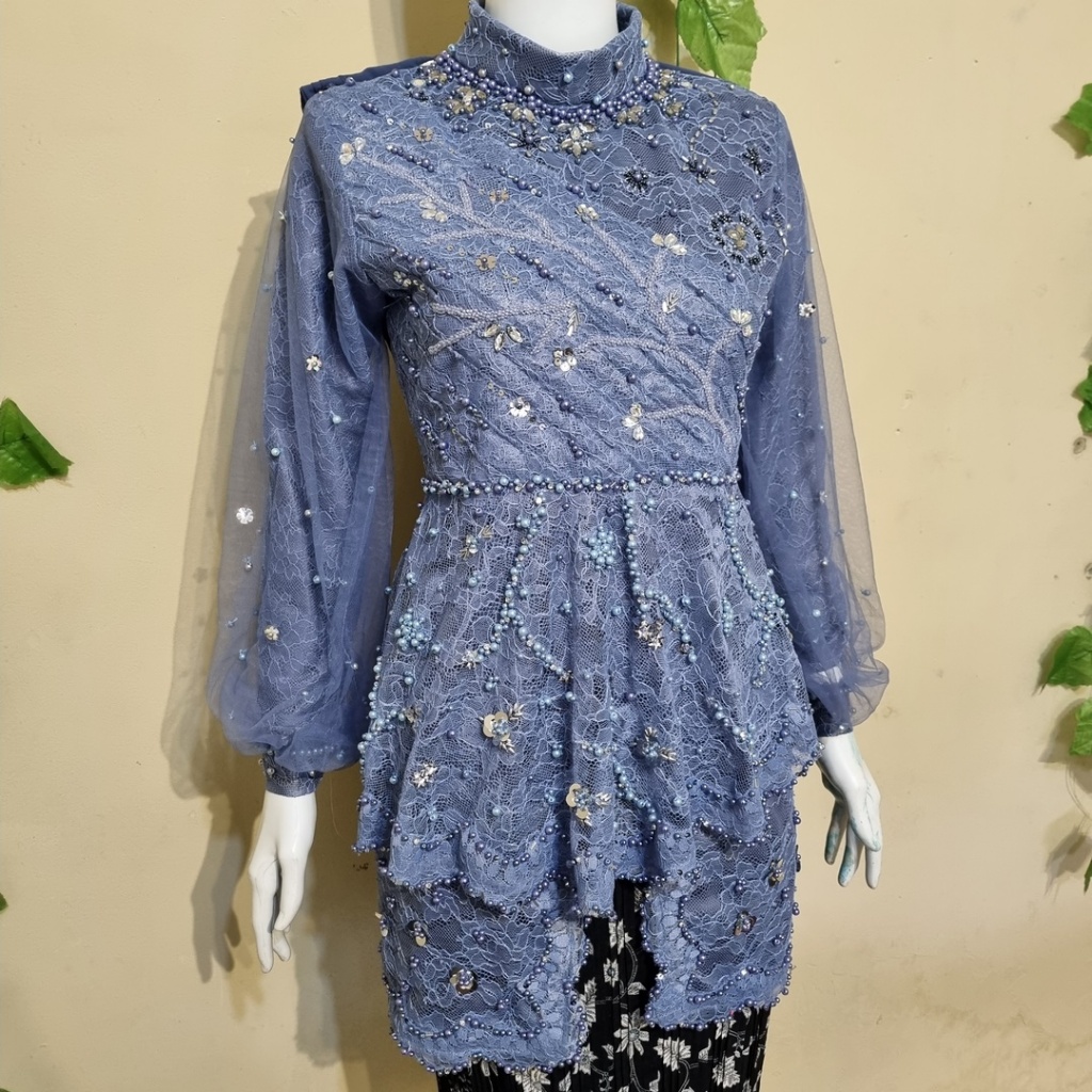 Kebaya Biru Denim / kebaya wisuda modern / kebaya lamaran
