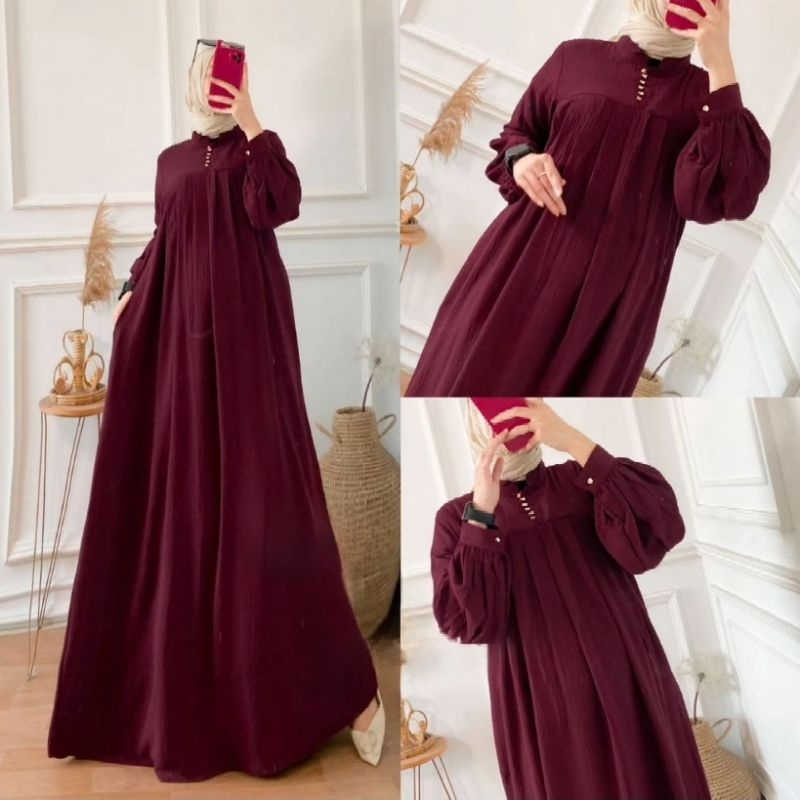 Salsa Dress Crincle Premium Gamis Wanita Crincle Airflow Dress Premium GAMIS CRINGKEL SALSA JUMBO LD