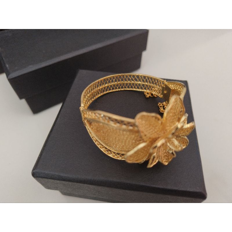 gelang bunga kendari lapis emas 24k kualitas premium asli kerajinan tangan gelang pesta gelang bunga