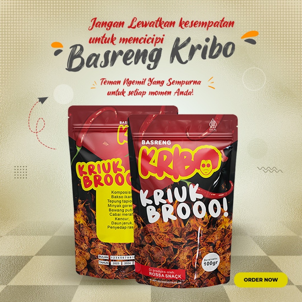 

[Ready Stok] Basreng Kribo Varian Pedas Daun Jeruk 100 gram