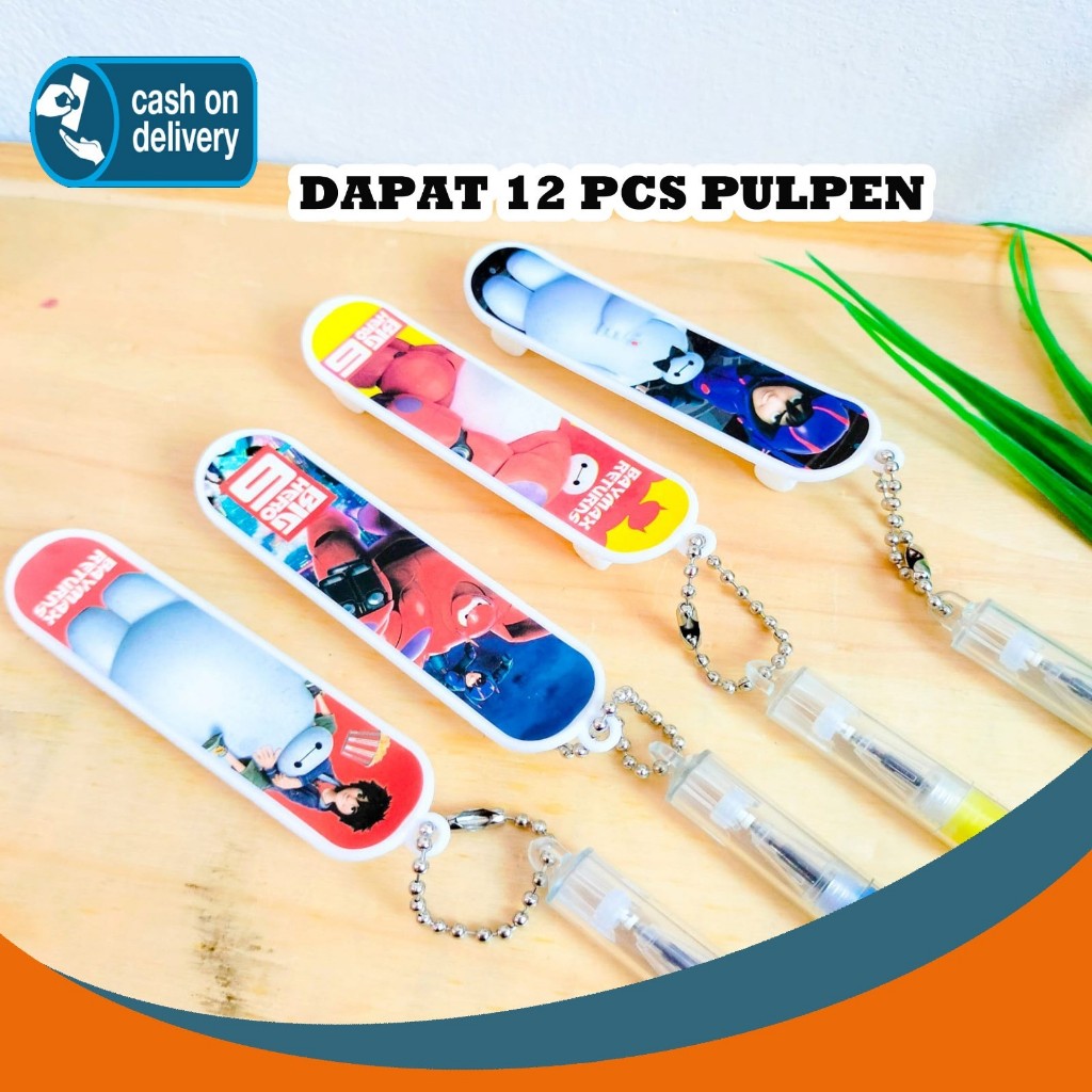 

12 PCS PULPEN GANTUNGAN SKATEBOARD BESAR BIG HERO 6 BAYMAX PEN PENA BOLPEN BOLPOIN ANAK LUCU ALAT TULIS KANTOR SEKOLAH MURAH TERMURAH COD