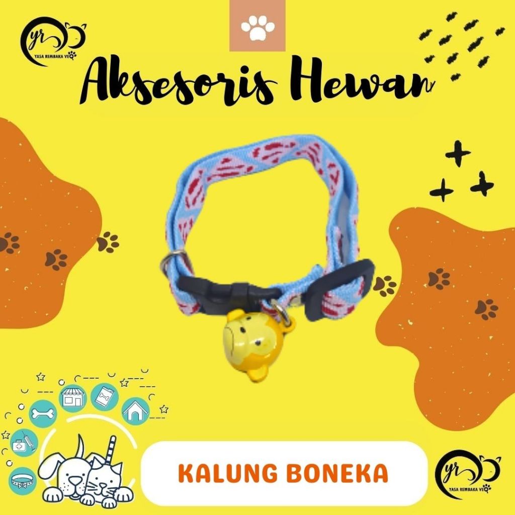 KALUNG KUCING BENTUK BONEKA & PITA