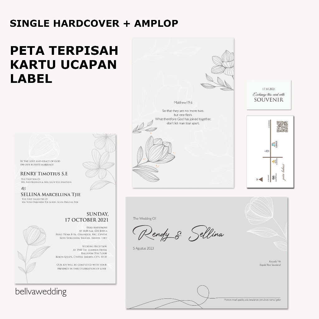 UNDANGAN SINGLE HARD COVER / SOFT COVER + AMPLOP