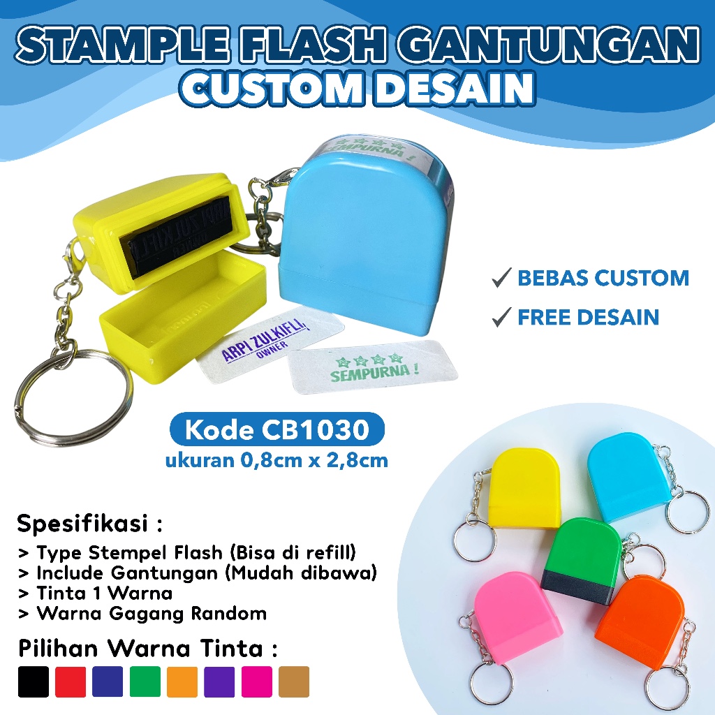 

Stample Flash Gantungan / Stempel Otomatis Custom Ukuran Mini Bebas Desain / Cap Stemple Flash Bisa di Refil