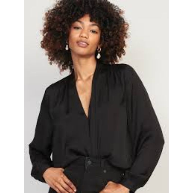 Old navy wrap silk blouse black